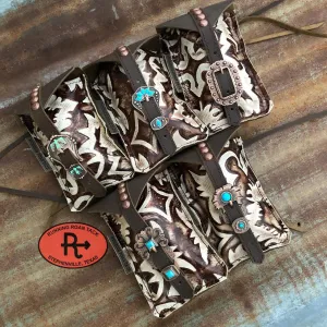 Cocoa Boot Top Mini Saddle Bag with Your Choice of Buckle and Fringe for Phone, Keys, Roping Powder, etc