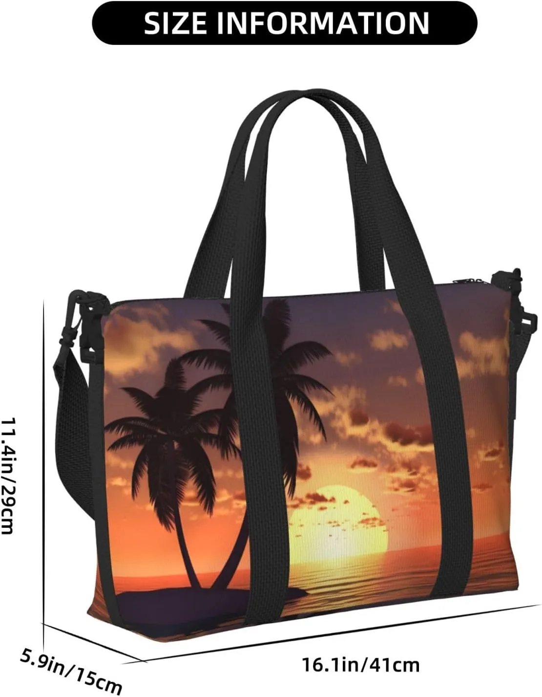 Coconut Palm Tree Travel Duffel Bags for Women Men, Sports Training Gym Bag Dance Bag with Adjustable Shoulder Strap Sea Beach Sunset Weekender Overnight Bag