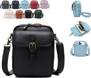 Collaborate1 Crossbody Leather Bag,Urvashi Vintage Double Layer Crossbody Leather Bags,Tojoyride Large Capacity Mini Bag