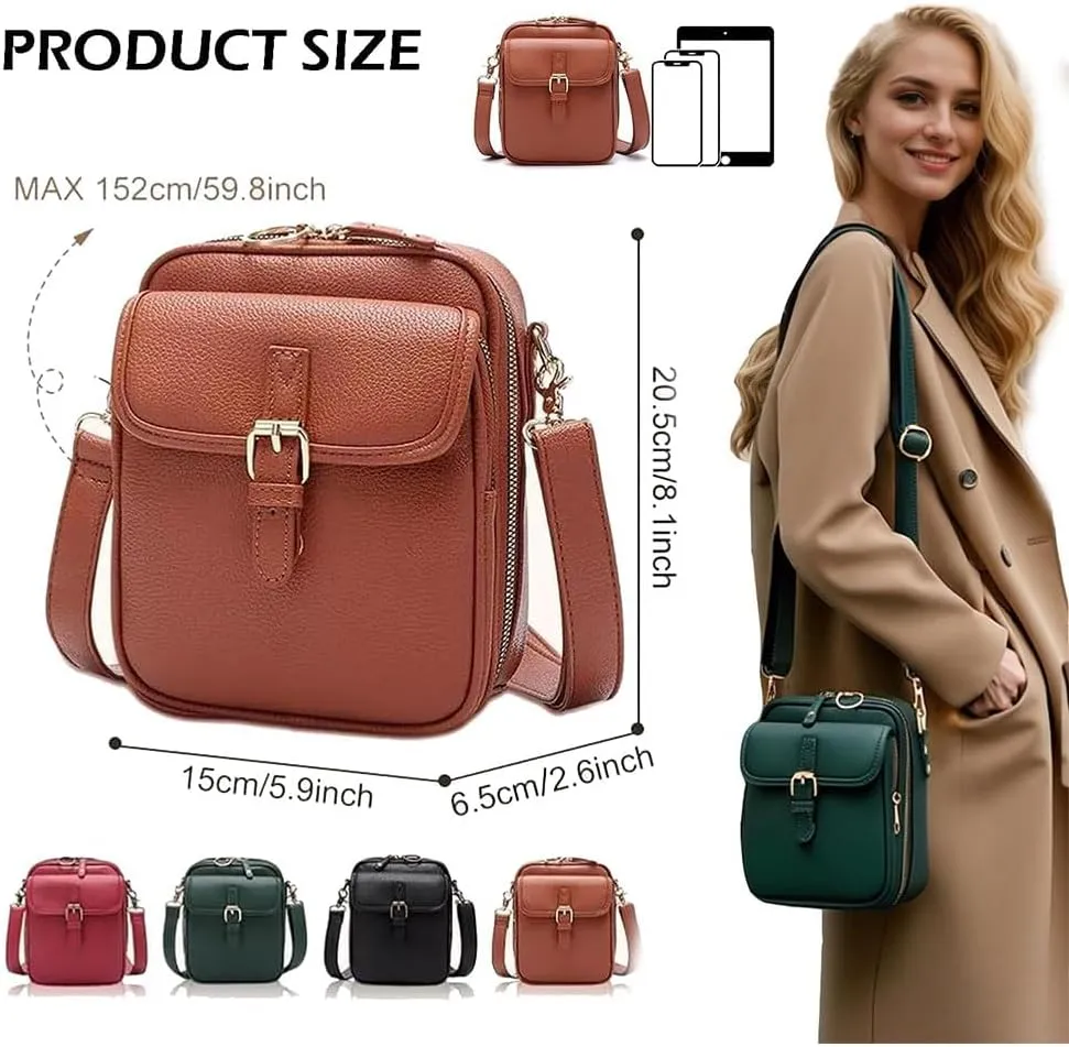 Collaboraten1 Crossbody Bag, Urvashi Crossbody Leather Bag, Retro Double-Layer Large Capacity Mini Anti Theft Bags