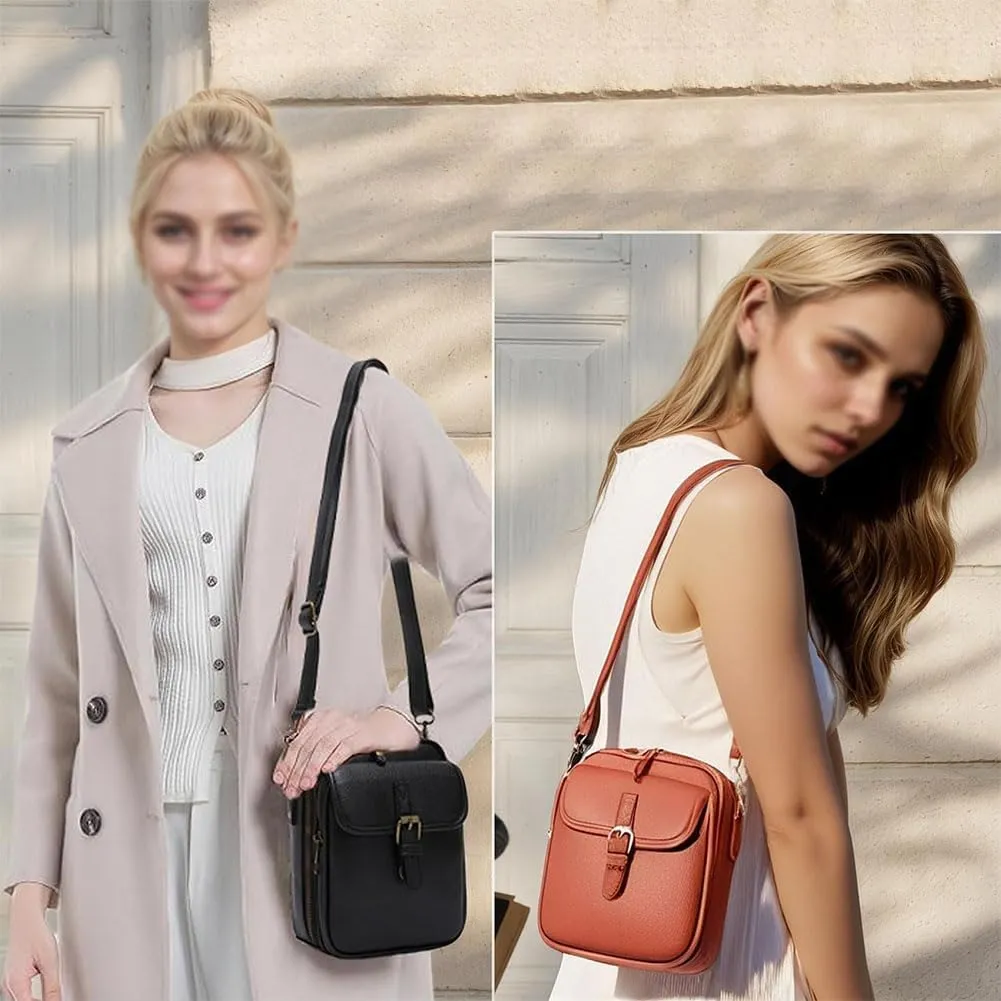 Collaboraten1 Crossbody Bag, Urvashi Crossbody Leather Bag, Retro Double-Layer Large Capacity Mini Anti Theft Bags