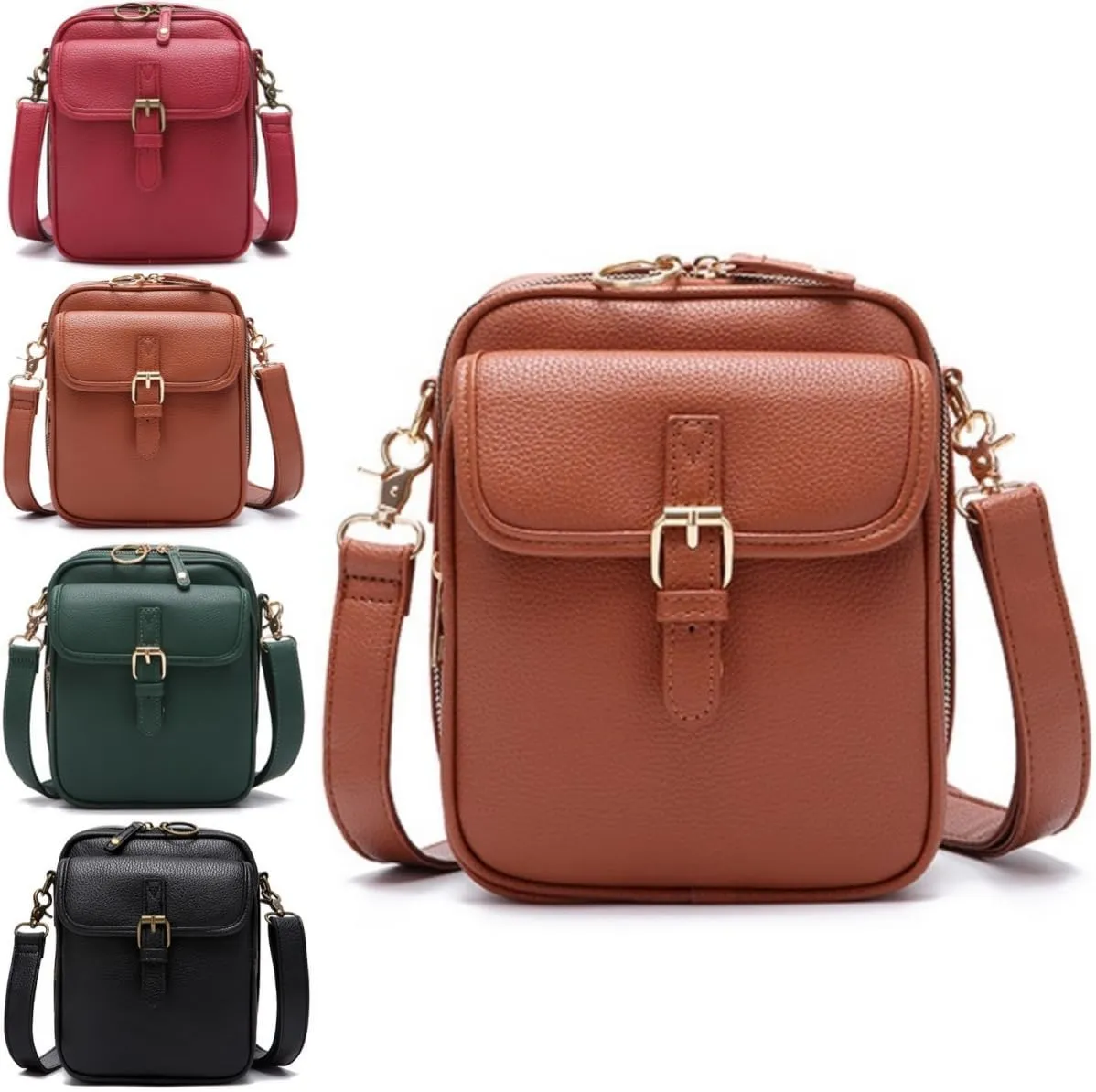 Collaboraten1 Crossbody Bag, UrvashiCrossbody Leather Bag, Retro Double-Layer Large Capacity Mini Crossbody Bags