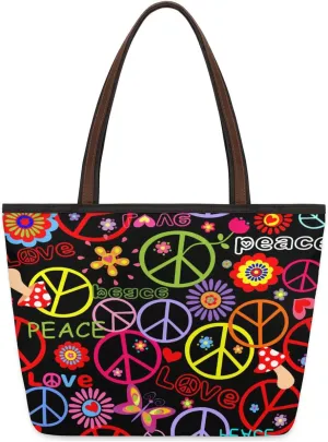 Color Peace Pattern Tote Bag for Women Womens Handbags Tote Bags for Travel Beach Gym