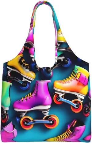Colorful Roller Skates print Women Shoulder Canvas Tote Handbag Work Bag for Women Lady Casual Tote's Handbag