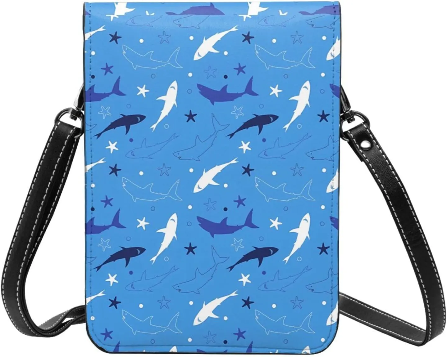 Colorful shark Leather Crossbody Phone Purse for Women Cute Wallet Bags Lightweight Mini Sling Bag