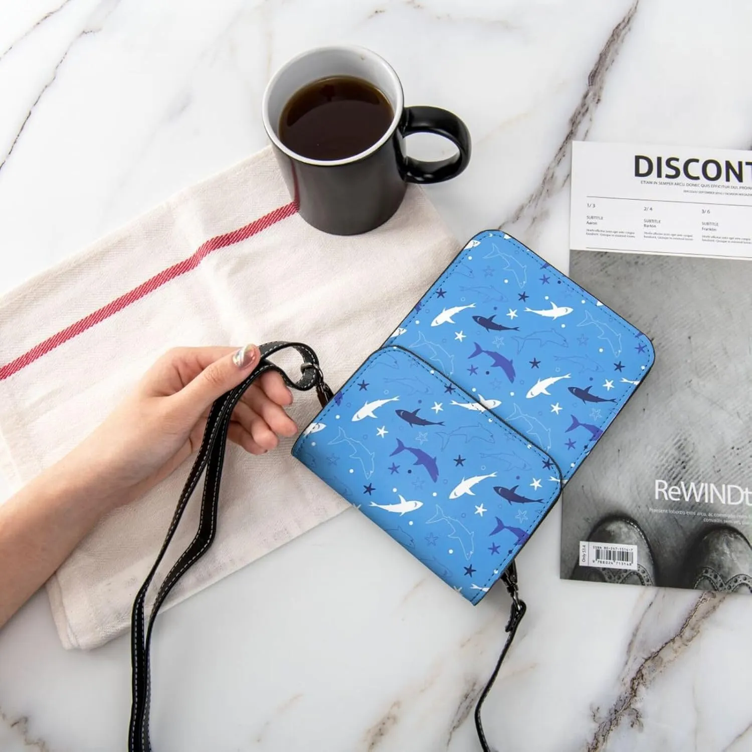 Colorful shark Leather Crossbody Phone Purse for Women Cute Wallet Bags Lightweight Mini Sling Bag