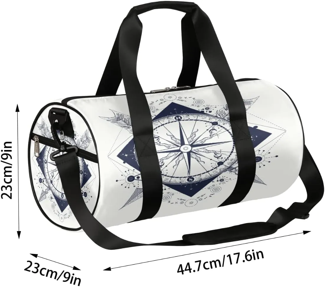Compass Arrows Retro Gym Bag Small Gym Duffel Bags for Men Women Overnight Weekender Bag Lightweight Sport Duffle Bag Carry On Gymbag