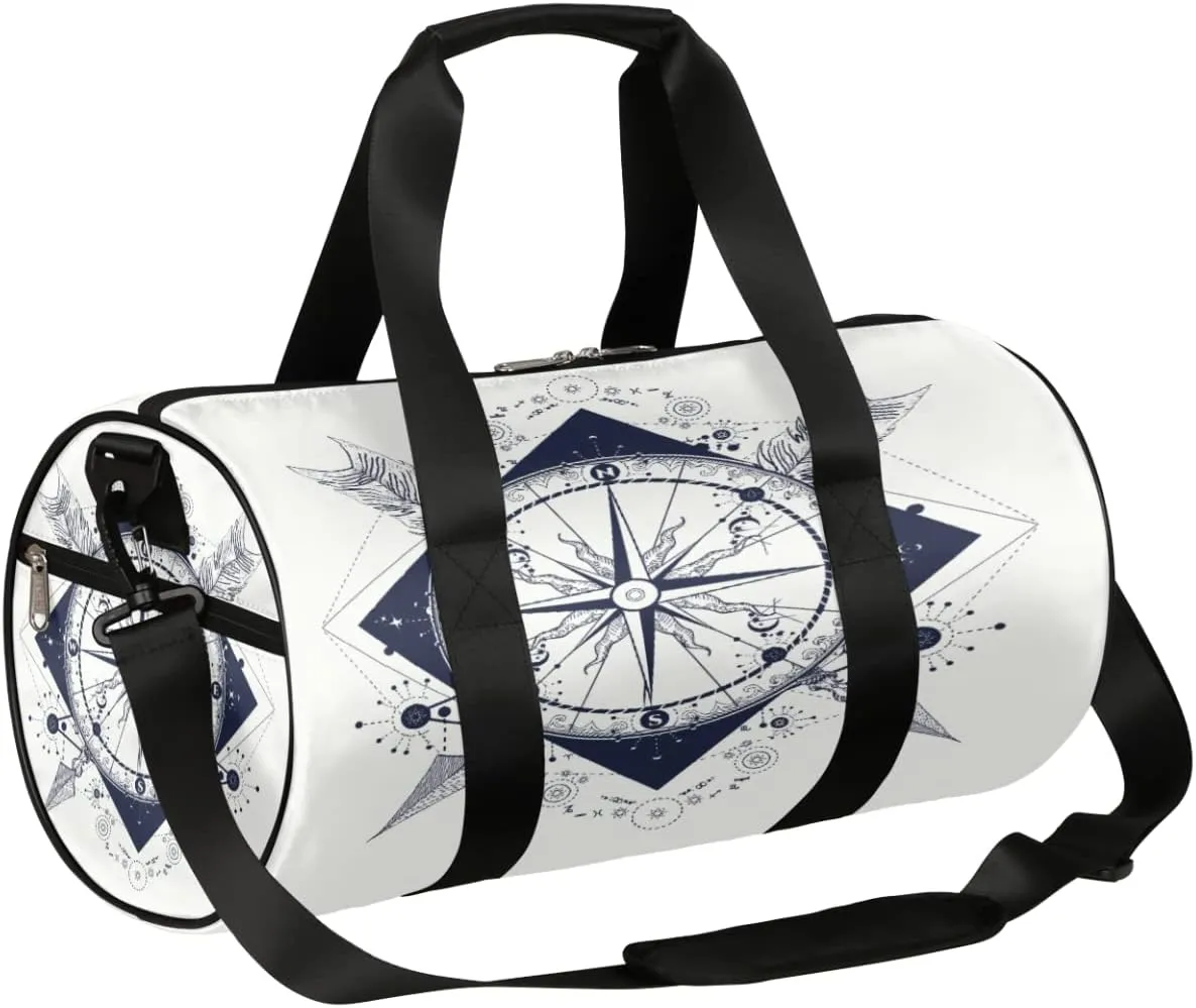 Compass Arrows Retro Gym Bag Small Gym Duffel Bags for Men Women Overnight Weekender Bag Lightweight Sport Duffle Bag Carry On Gymbag