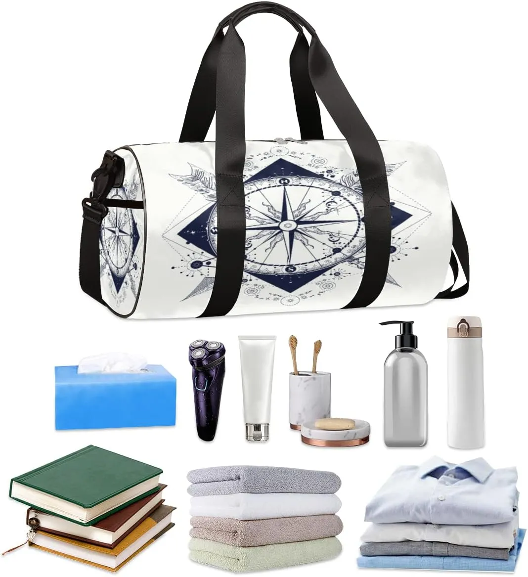 Compass Arrows Retro Gym Bag Small Gym Duffel Bags for Men Women Overnight Weekender Bag Lightweight Sport Duffle Bag Carry On Gymbag