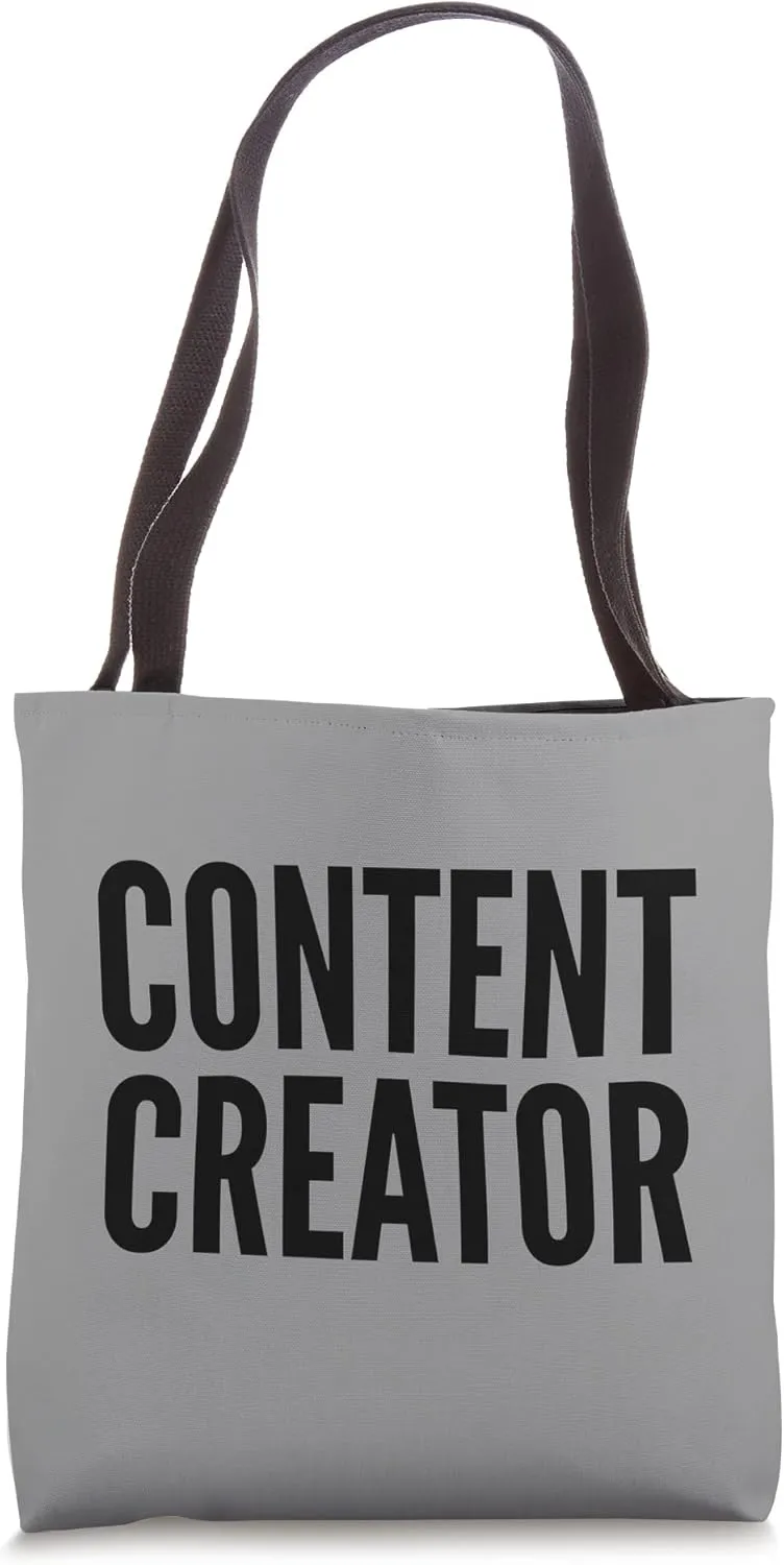 Content Creator Video Blog Social Media Black Back Print Tote Bag