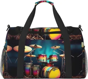 Cool Drums Set print Large Canvas Travel Duffel Bag Weekender Bags for Women Overnight Bag Carry On Tote Bag