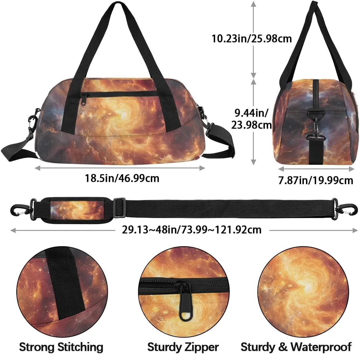 Cosmic Sun Print Kids Duffle Bag Boys Girls Small Sport Dance Gym Bag for Overnight Travel Weekender Carry On