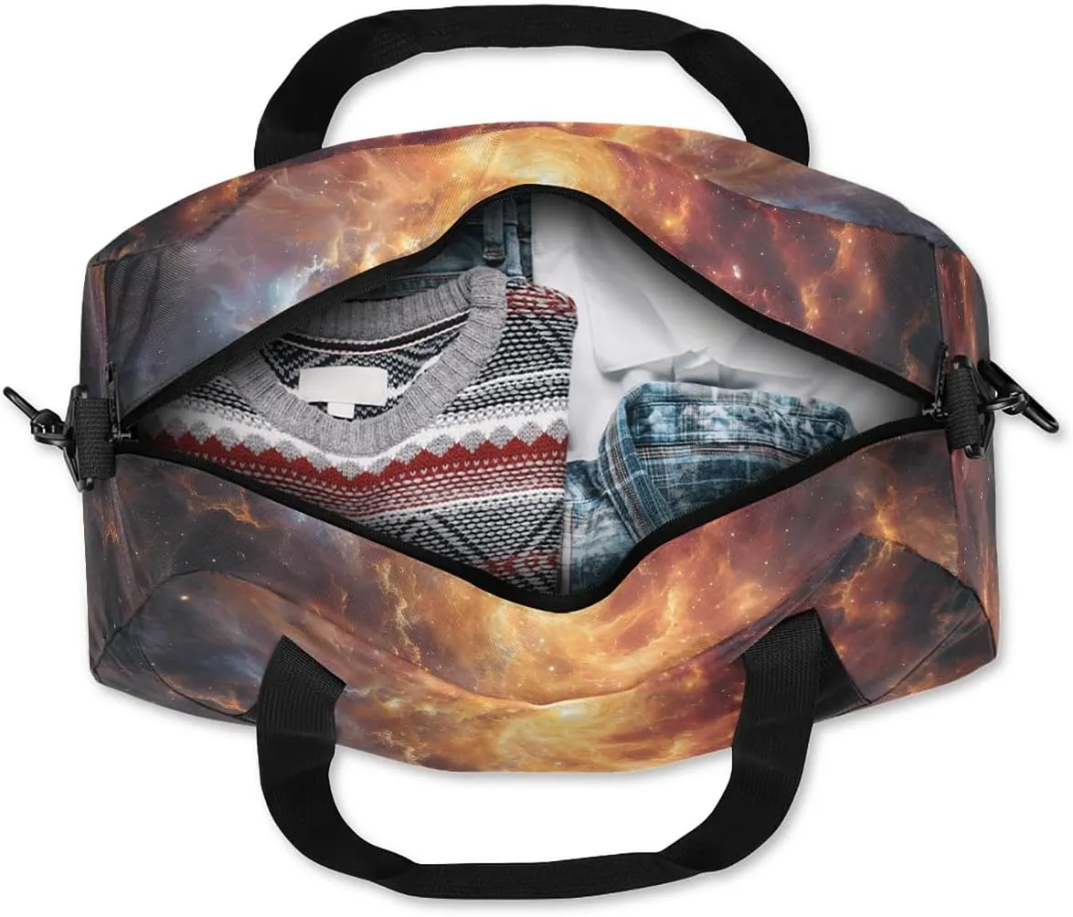 Cosmic Sun Print Kids Duffle Bag Boys Girls Small Sport Dance Gym Bag for Overnight Travel Weekender Carry On