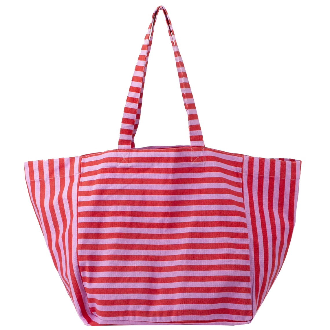 Cotton striped tote bag pink & red
