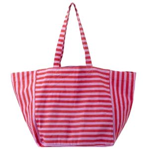 Cotton striped tote bag pink & red