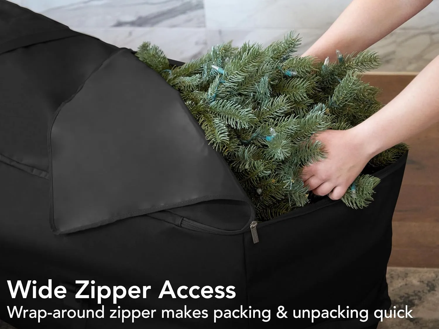 Covermates Keepsakes Christmas Tree Cinch Bag - Superior Protection, Cinch Straps, Fits Up to 9 to 11-Foot Tree - Holiday Storage, Black