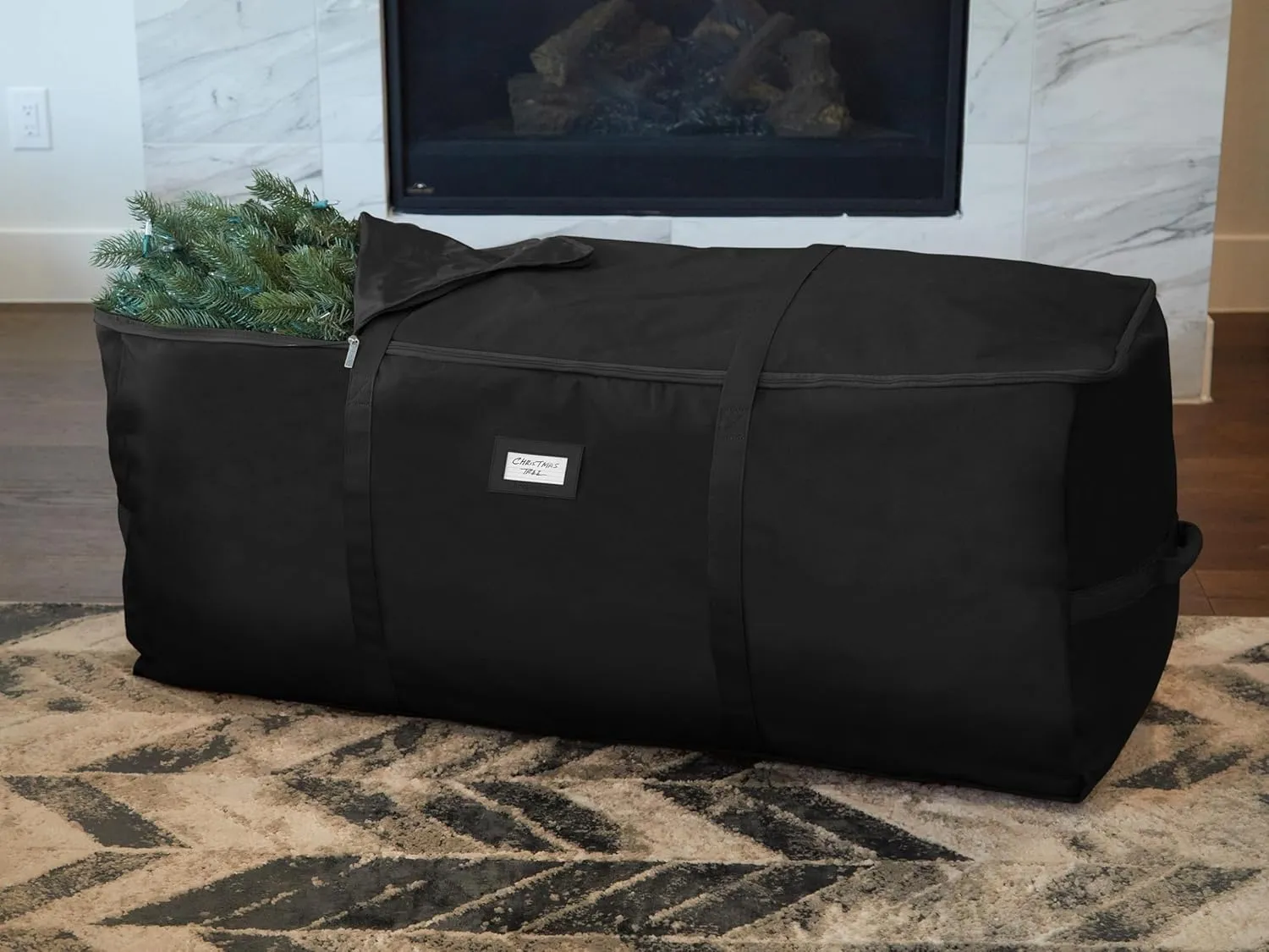 Covermates Keepsakes Christmas Tree Cinch Bag - Superior Protection, Cinch Straps, Fits Up to 9 to 11-Foot Tree - Holiday Storage, Black
