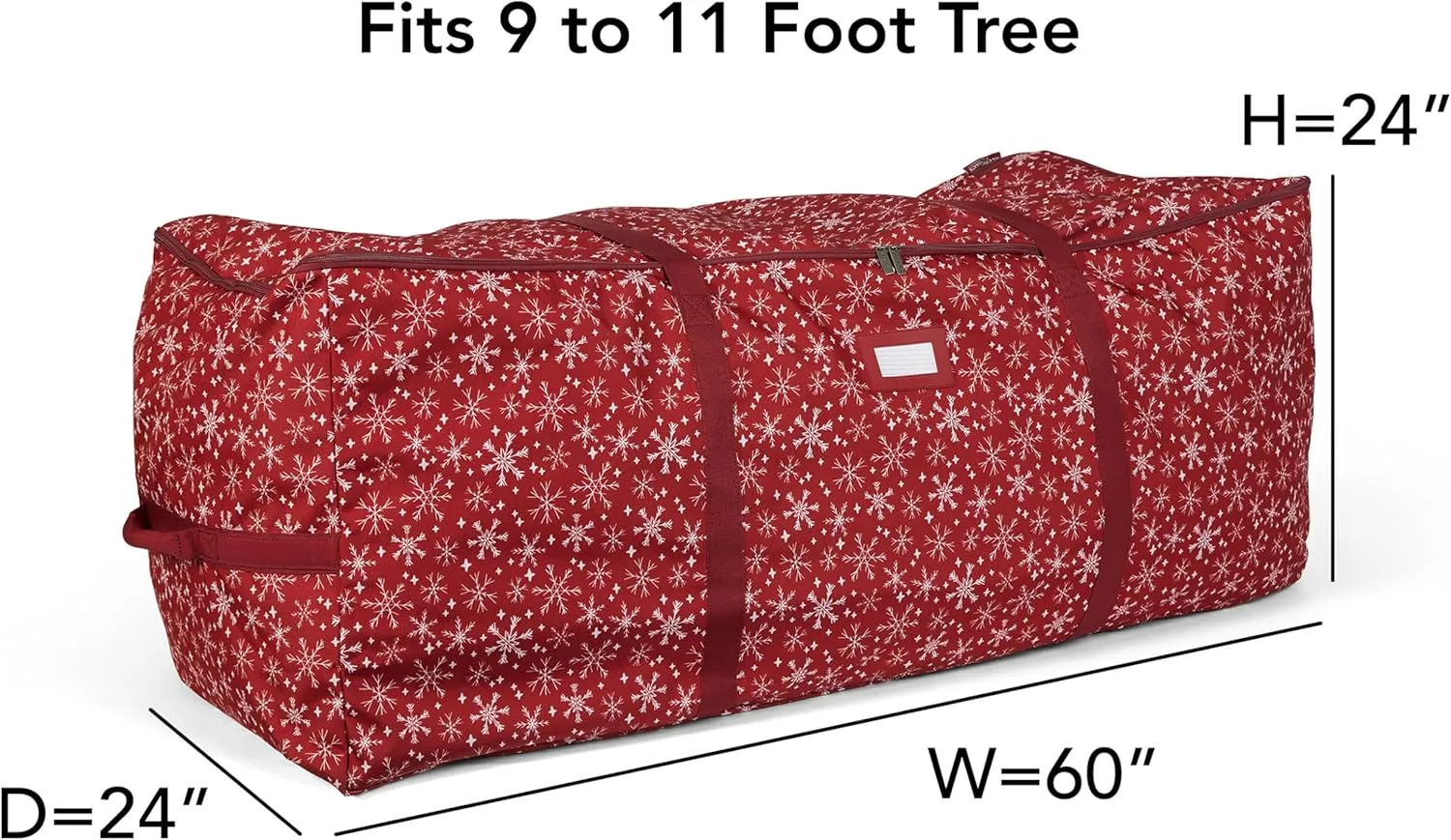 Covermates Keepsakes Christmas Tree Cinch Bag - Superior Protection, Cinch Straps, Fits Up to 9 to 11-Foot Tree - Holiday Storage, Red Snowflake