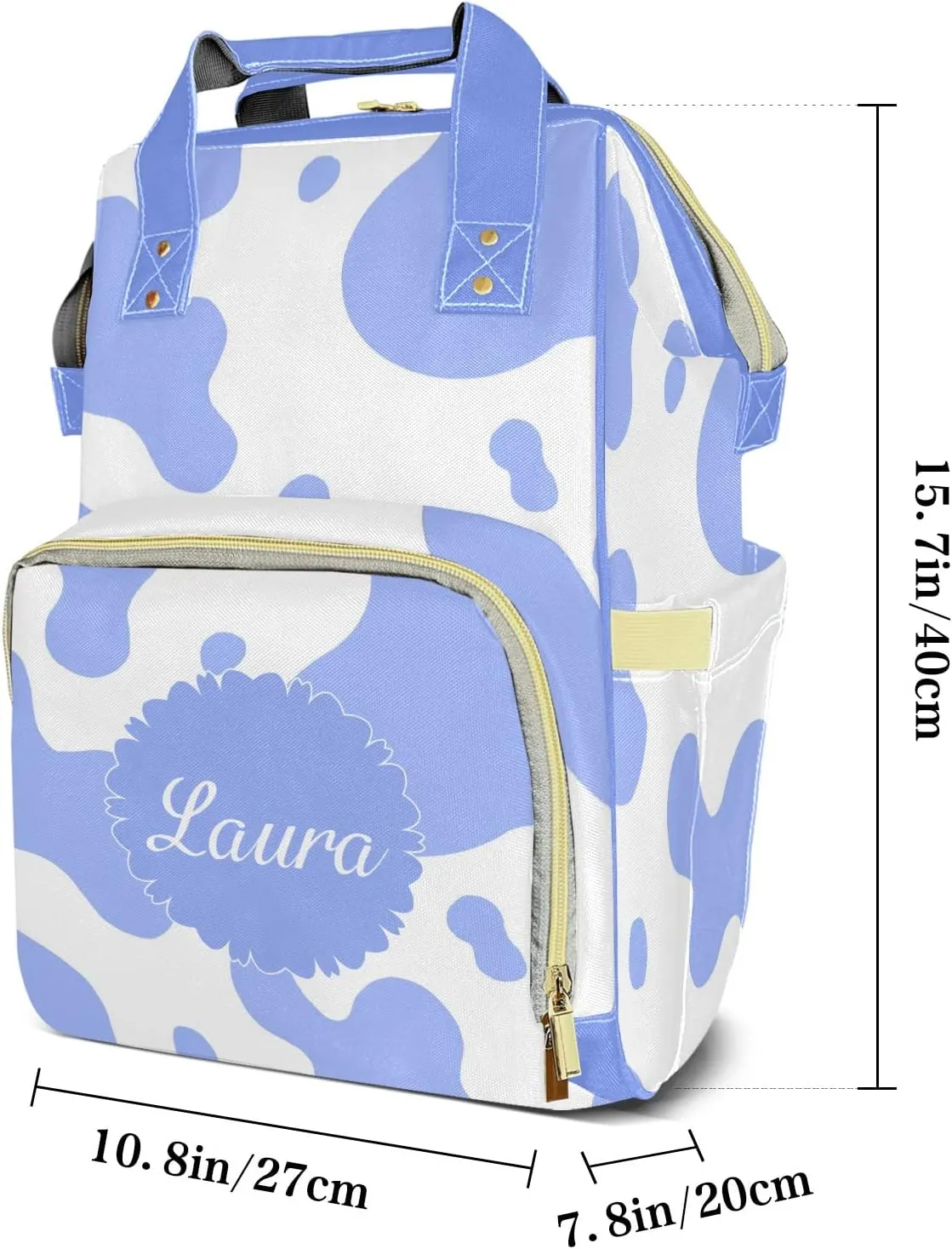Cow Pattern Purple Diaper Bags Customized Mummy Nursing Casual Daypack Hiking Camping Baby Bags for Mom