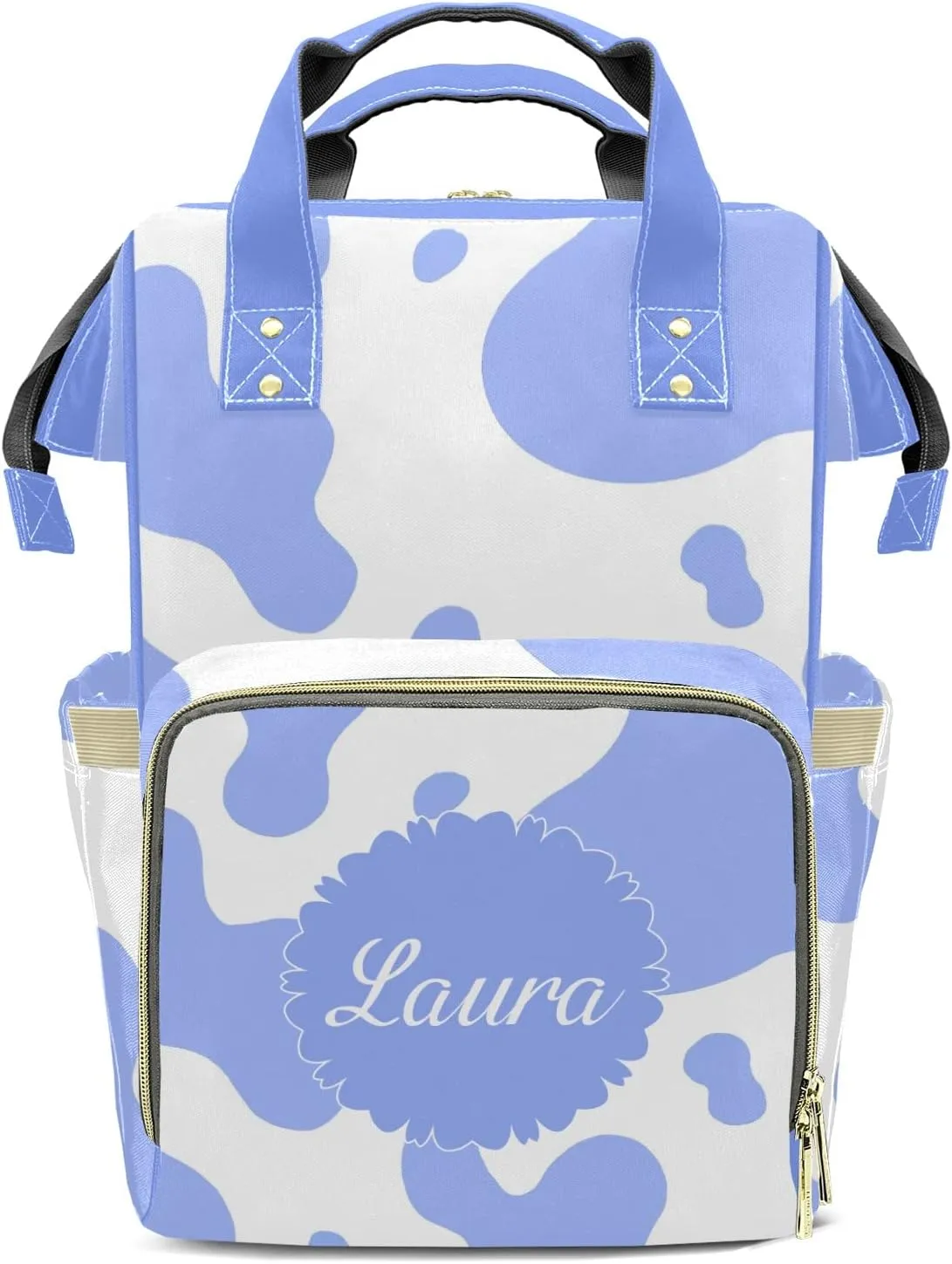 Cow Pattern Purple Diaper Bags Customized Mummy Nursing Casual Daypack Hiking Camping Baby Bags for Mom