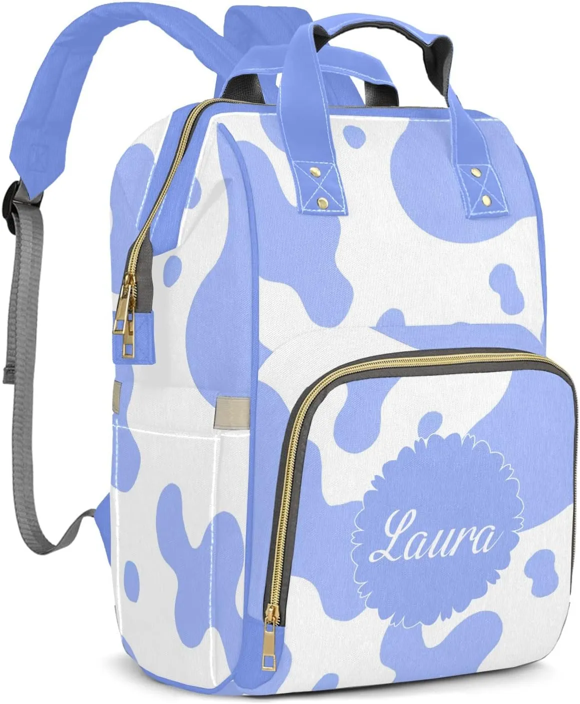 Cow Pattern Purple Diaper Bags Customized Mummy Nursing Casual Daypack Hiking Camping Baby Bags for Mom