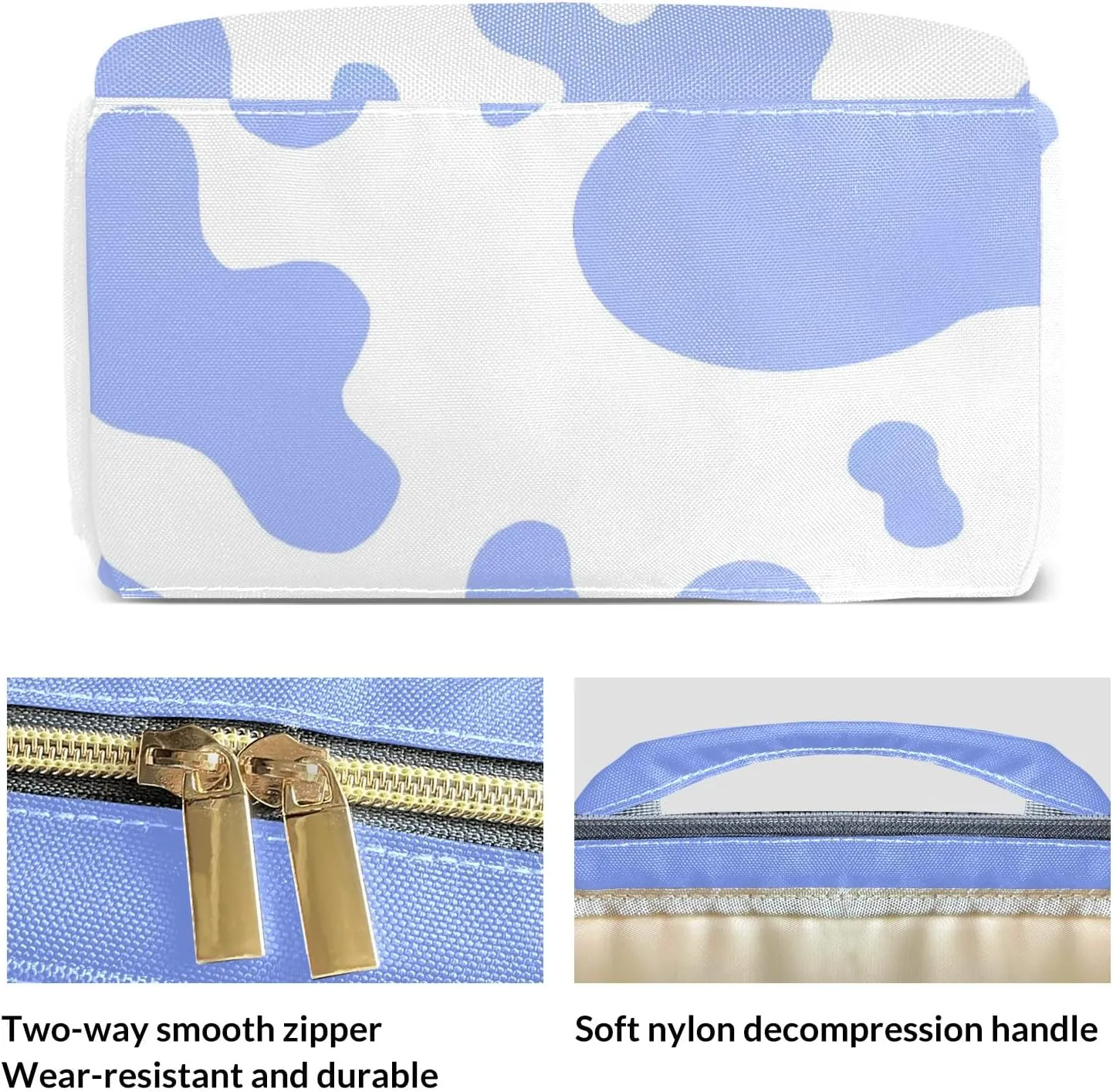 Cow Pattern Purple Diaper Bags Customized Mummy Nursing Casual Daypack Hiking Camping Baby Bags for Mom