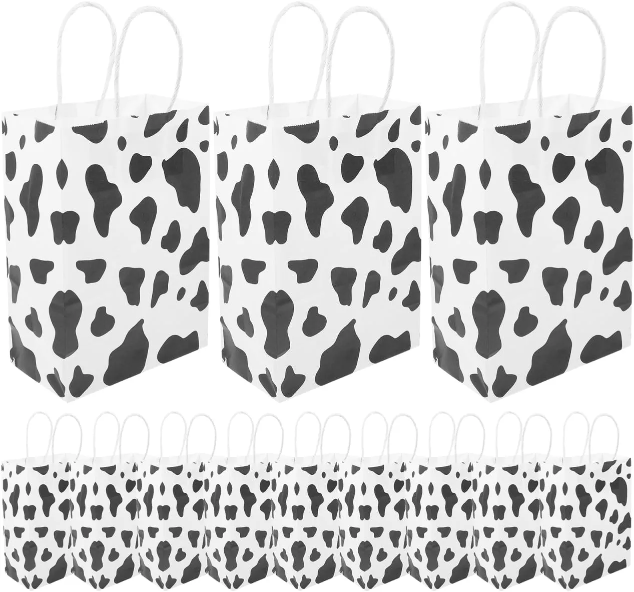 Cow Print Bags Goodie Bag Cow Print 12pcs Cow Kraft Paper Bag Brown Paper Gift Bags Black and White Gift Bags Gift The Cow Cow Print Party Supplies Cow Party Favors