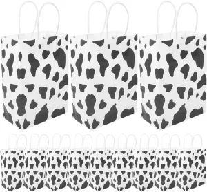 Cow Print Bags Goodie Bag Cow Print 12pcs Cow Kraft Paper Bag Brown Paper Gift Bags Black and White Gift Bags Gift The Cow Cow Print Party Supplies Cow Party Favors