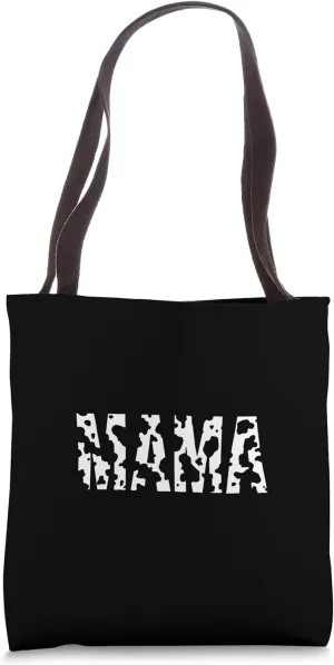 Cow Print MAMA Typography Tote Bag