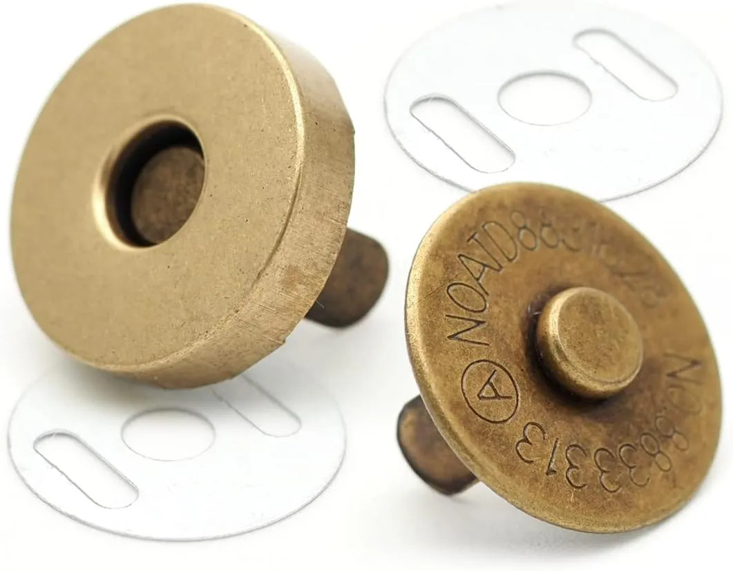 CRAFTMEMORE Magnetic Snap Buttons Strong Clasp for Purse Sewing Handbags Closures 10 Pack MNB (14 mm, Antique Brass)