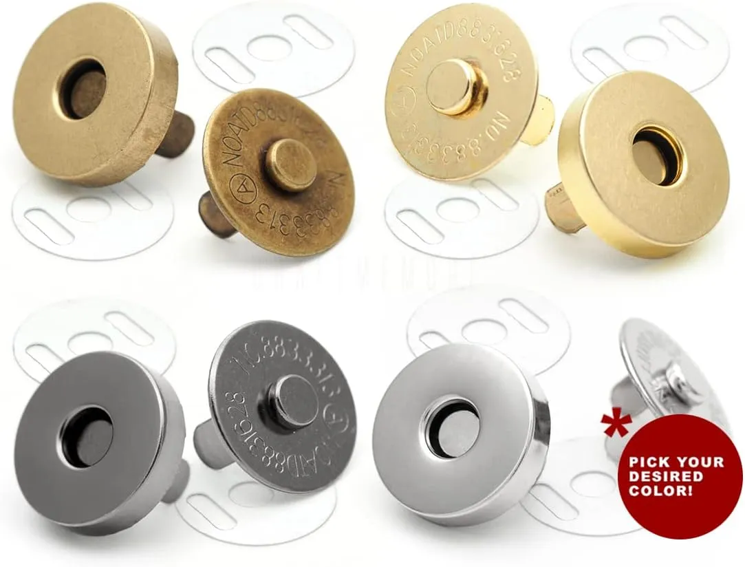 CRAFTMEMORE Magnetic Snap Buttons Strong Clasp for Purse Sewing Handbags Closures 10 Pack MNB (14 mm, Antique Brass)