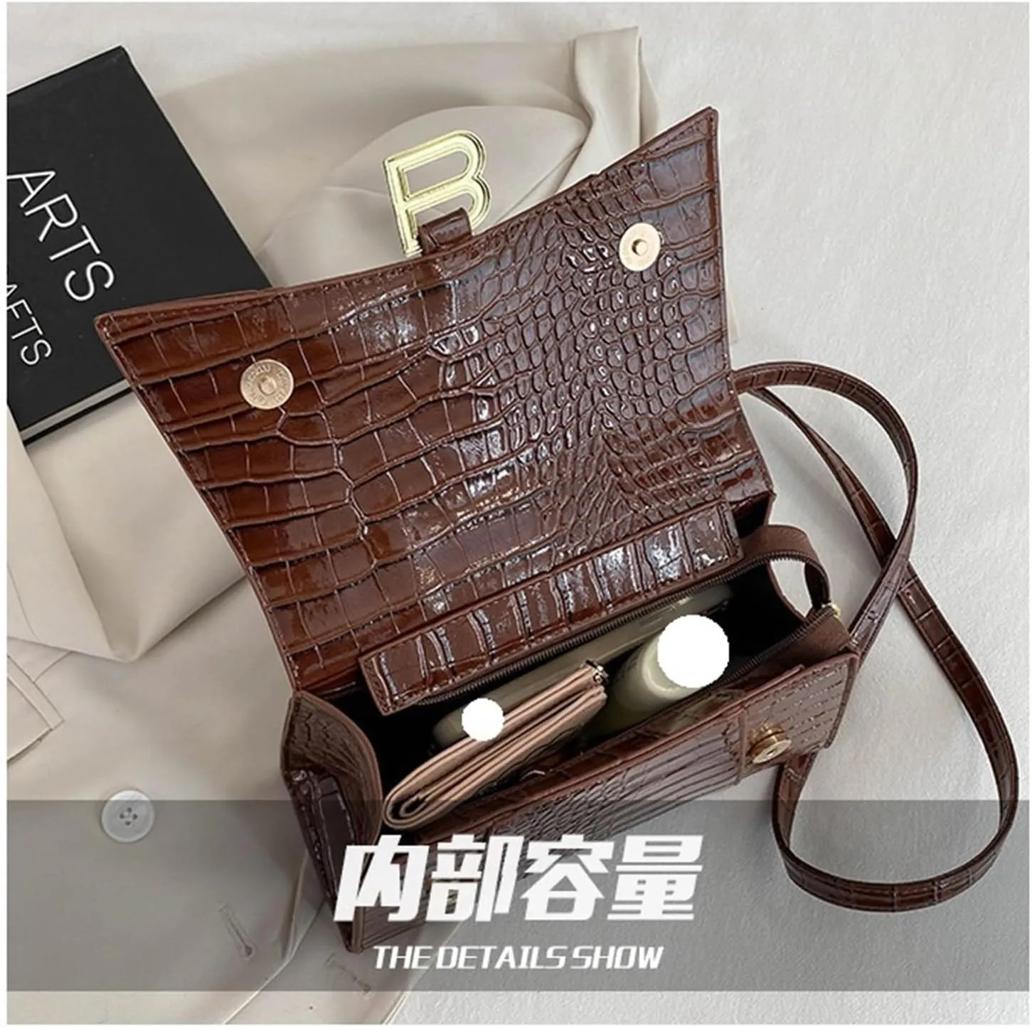Crocodile Print Tote Shoulder Crossbody Hourglass Bag