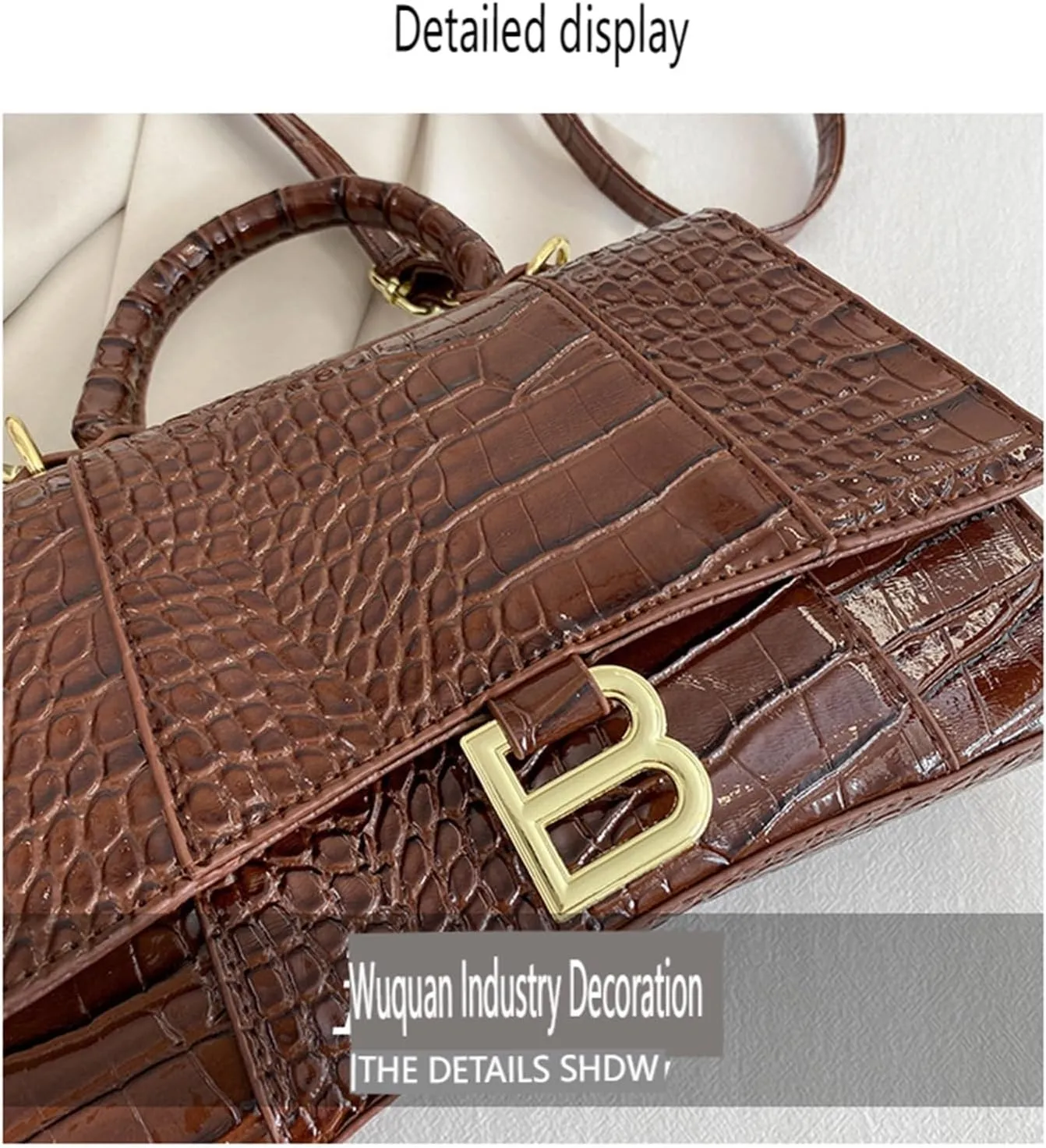 Crocodile Print Tote Shoulder Crossbody Hourglass Bag