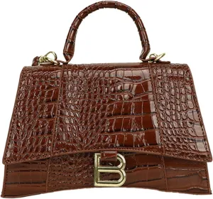 Crocodile Print Tote Shoulder Crossbody Hourglass Bag