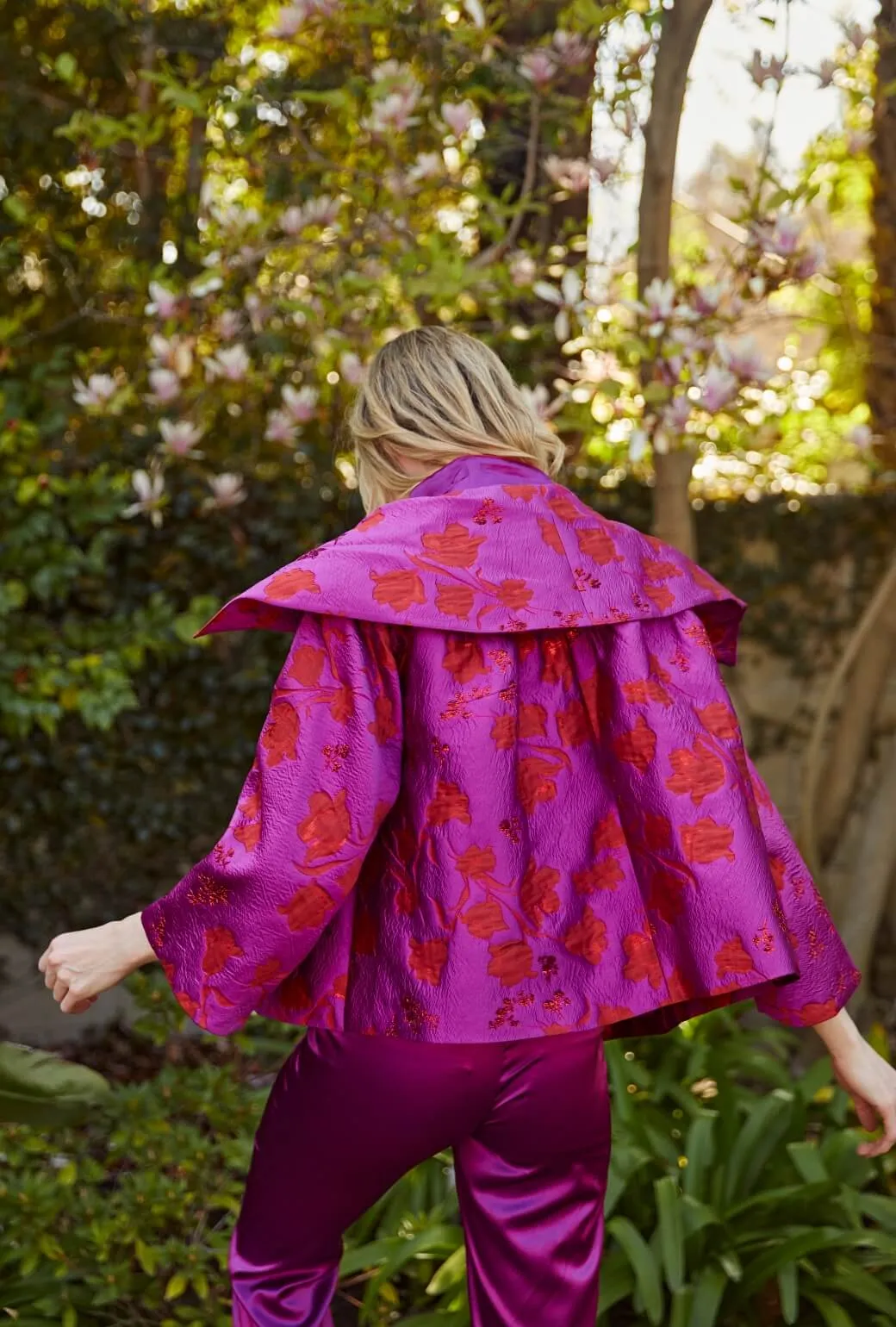 Cropped Grace Coat - Rani Pink