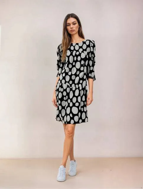Crosby Gray/Black Polka Dot Dress Size XS