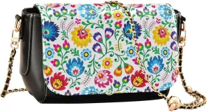 Crossbody Bags Polish Folk Art Floral Pattern PU Leather Shoulder Bag Clutch Small Handbags