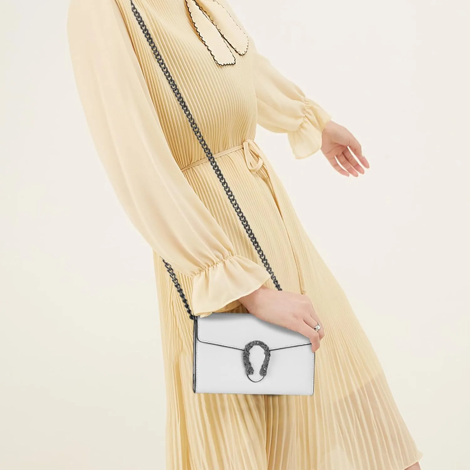 Crossbody Chain Purses for Women - Crocodile Snake Pattern Leather Shoulder Handbags Evening Clutch Satchel Bags