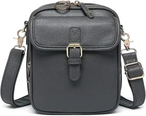Crossbody Leather Bag, Vintage Messenger Bag, With Card Slots, Double-Layer Large Capacity Mini Bags for Women