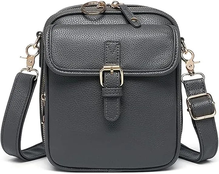 Crossbody Leather Bag, Vintage Messenger Bag, With Card Slots, Double-Layer Large Capacity Mini Bags for Women