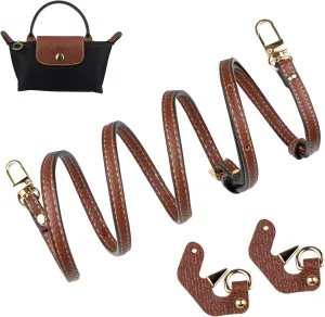 Crossbody Strap Replacement for Longchamp Pouch with Handle Mini Bag Adjustable Conversion Kit for Long Champ(Width:9mm,Color:Brown)