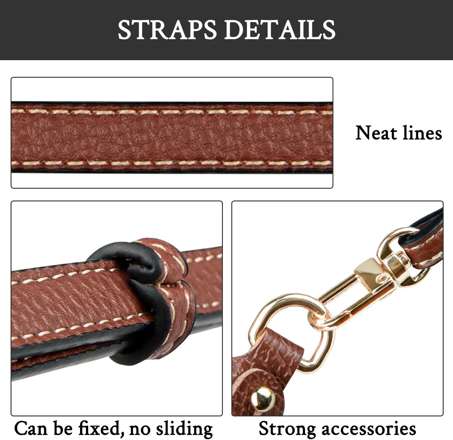Crossbody Strap Replacement for Longchamp Pouch with Handle Mini Bag Adjustable Conversion Kit for Long Champ(Width:9mm,Color:Brown)