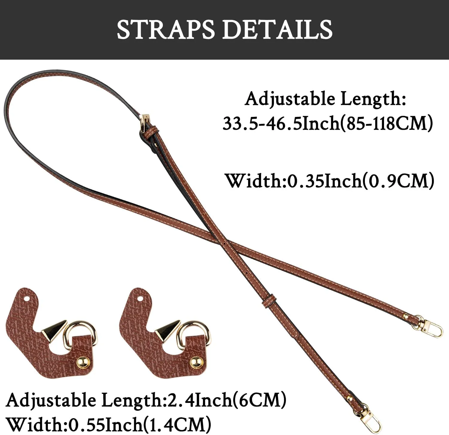 Crossbody Strap Replacement for Longchamp Pouch with Handle Mini Bag Adjustable Conversion Kit for Long Champ(Width:9mm,Color:Brown)