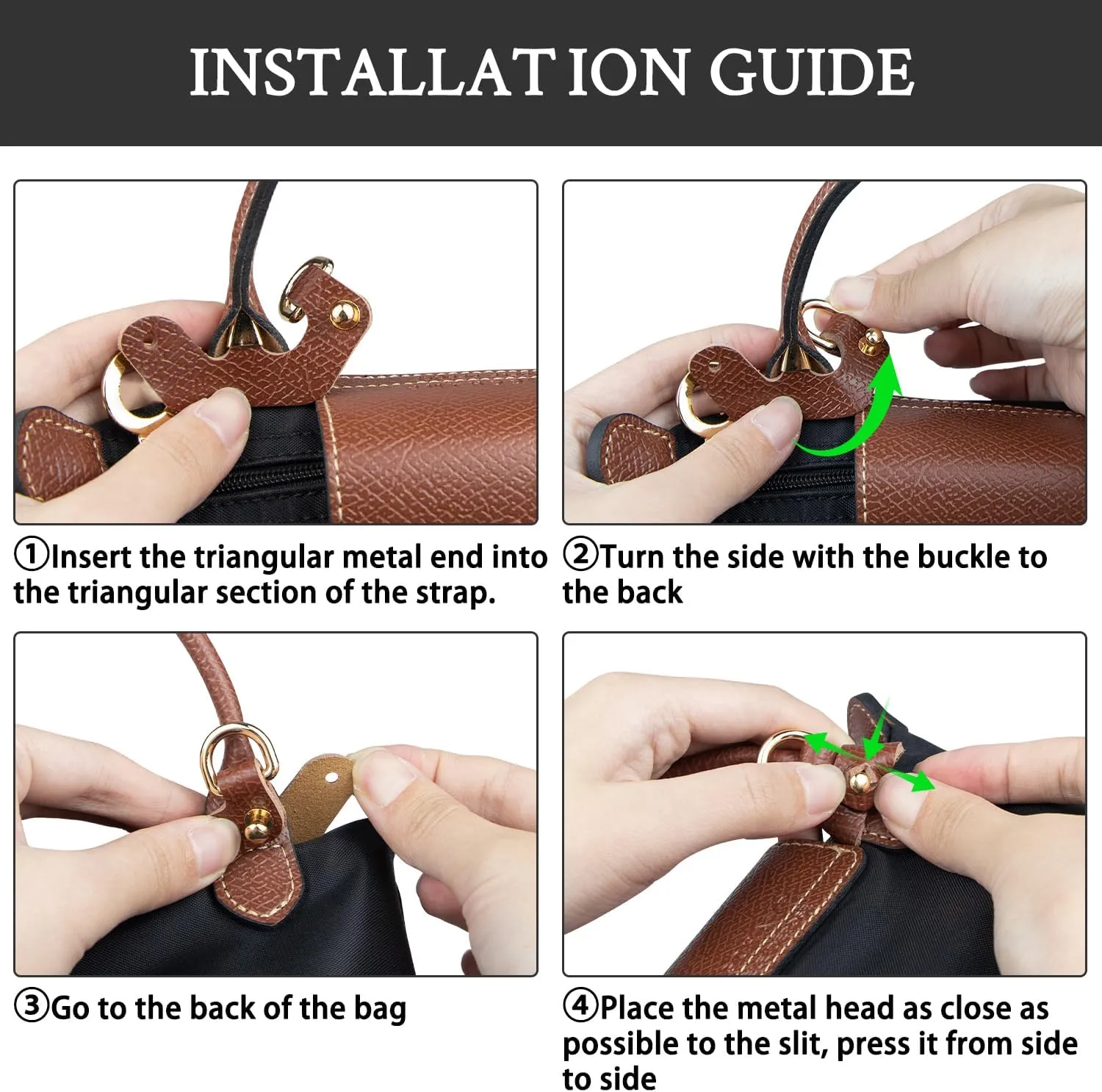 Crossbody Strap Replacement for Longchamp Pouch with Handle Mini Bag Adjustable Conversion Kit for Long Champ(Width:9mm,Color:Brown)