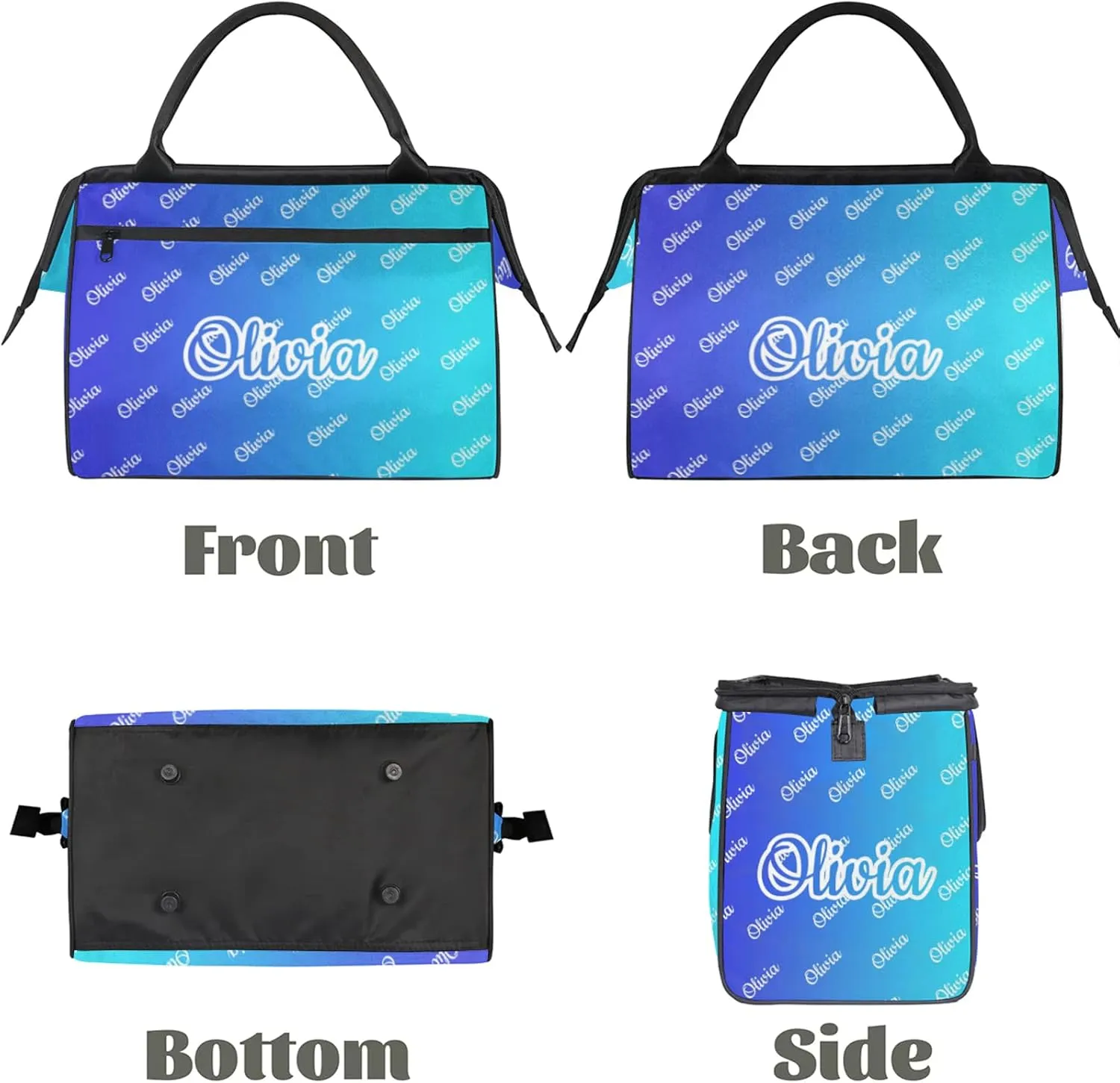 Custom Sport Duffel Bags Personalized Travel Overnight Bag Waterproof Dance Bag Lightweight Carry-On Tote for Women Men 15.2in, Multi Blue