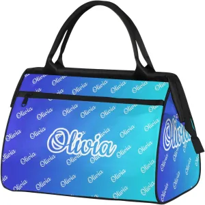 Custom Sport Duffel Bags Personalized Travel Overnight Bag Waterproof Dance Bag Lightweight Carry-On Tote for Women Men 15.2in, Multi Blue