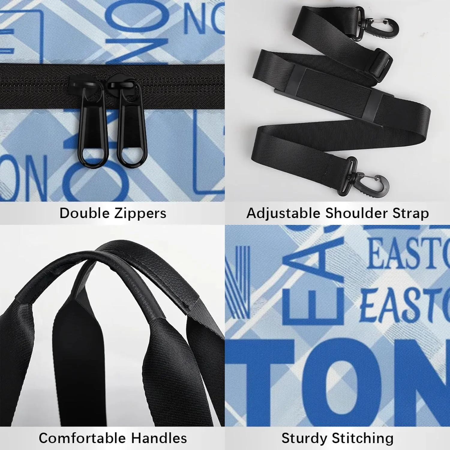 Custom Sport Gym Duffel Bag with Name Round Personalized Travel Overnight Bag Waterproof Customized Dance Bag Carry-On Tote 17.6in, Blue Striped