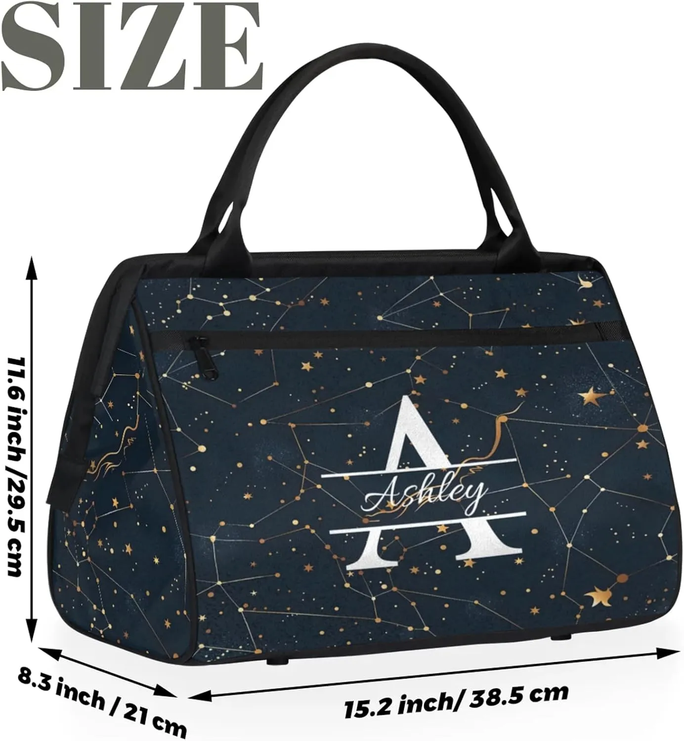 Custom Sports Duffel Bag Personalized Name Dance Gym Bag for Women Men Overnight Weekender Travel Duffel Bags Lightweight 15.2in, Cosmos Sky Galaxy Universe