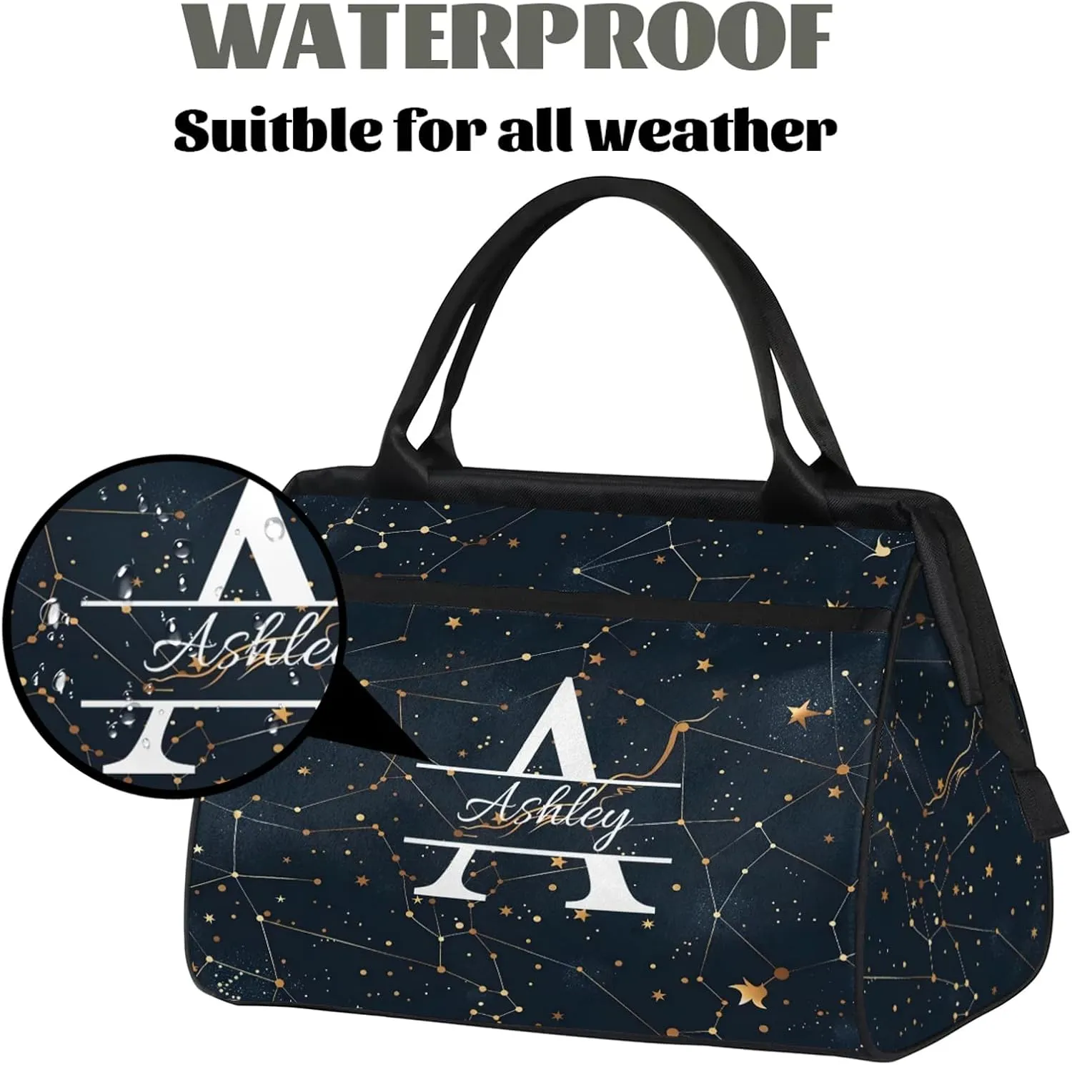 Custom Sports Duffel Bag Personalized Name Dance Gym Bag for Women Men Overnight Weekender Travel Duffel Bags Lightweight 15.2in, Cosmos Sky Galaxy Universe