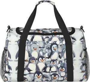 Cute Baby Penguins Sketch print Carry on Bag Underseat forTraveling Personal Item Bag Travel Duffel Bag Gym Bag for Women Men